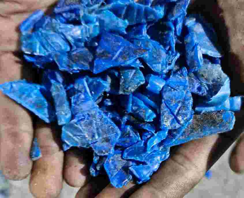 BLUE DRUM GRINDING HDPE Scrap Pipe taausar rajasthan india Plastic4trade Plastic4trade