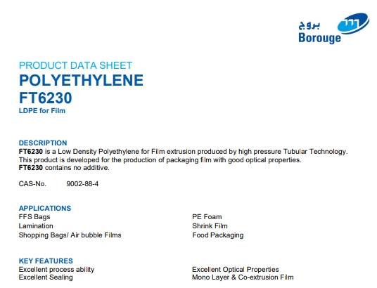 BOROUGE FT6230 FOAM LDPE Prime/Virgin Film Grade bhiwandi maharashtra india Plastic4trade
