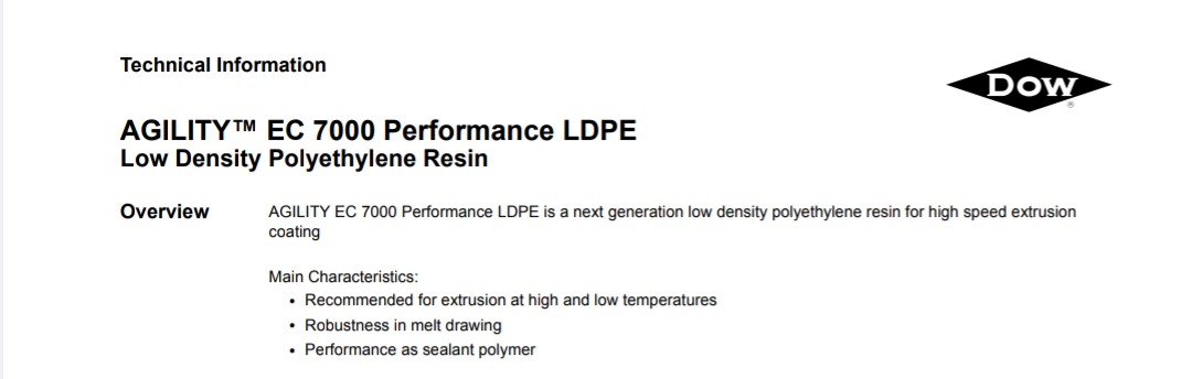 DOW EC7000 LAMINATION 3.5MFI LDPE Prime/Virgin Extrusion bhiwandi maharashtra india Plastic4trade
