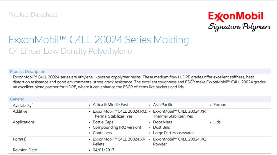 EXONNMOBIL C4LL 20024 20MFI POWDER RESIN LLDPE Powder Injection Molding bhiwandi maharashtra india Plastic4trade