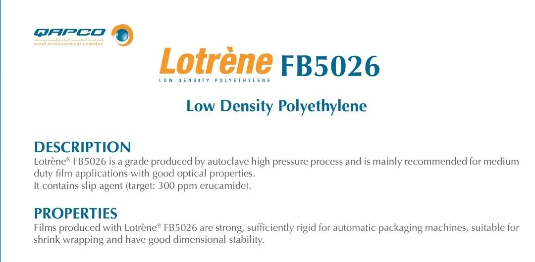 LOTRENE FB5026 MILK POUCH LDPE Prime/Virgin Extrusion bhiwandi maharashtra india Plastic4trade