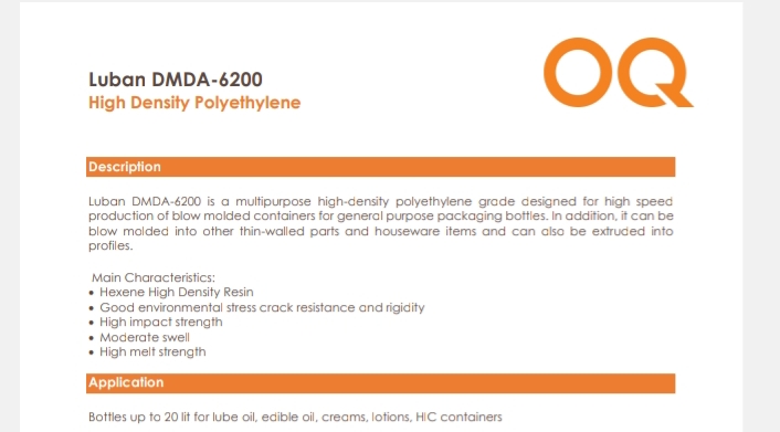 LUBAN DMDA-6200 HDPE Prime/Virgin Blow bhiwandi maharashtra india Plastic4trade