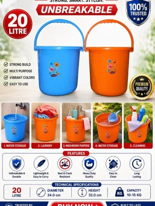 PLASTIC BATHROOM BUCKET PP Finish Goods Injection Molding indore madhya pradesh india Plastic4trade