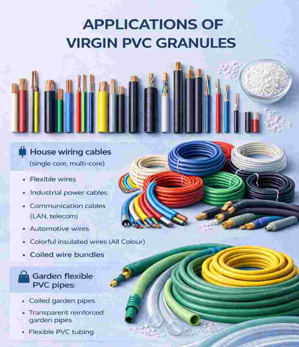 PVC  GRANULS VIRGIN PVC Prime/Virgin Reprocess Granule Compound Cable surat gujarat india Plastic4trade