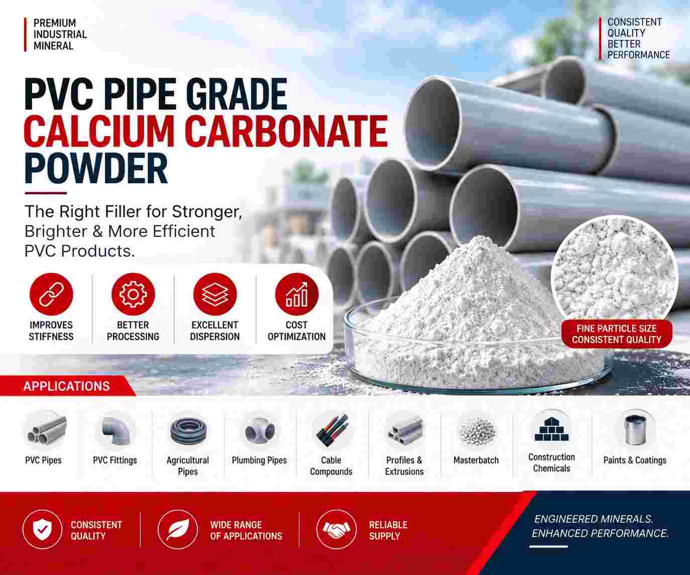 PVC PIPE GRADE CALCIUM CARBONATE POWDER FILLER Powder Pipe rishabhdev rajasthan india Plastic4trade