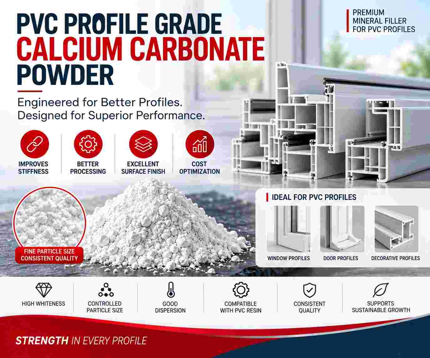 PVC PROFILE CALCIUM CARBONATE POWDER FILLER Powder Pipe rishabhdev rajasthan india Plastic4trade