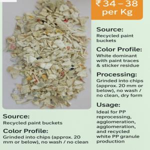 RECYCLED PAINT BUKETS GRINDING PP Grinding Blow Injection Molding arumuganeri tamil nadu india Plastic4trade