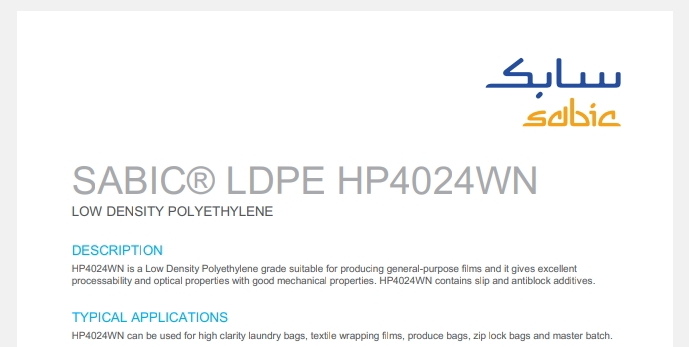 SABIC 4024WN GP LDPE Prime/Virgin Film Grade bhiwandi maharashtra india Plastic4trade
